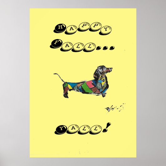 Dachshund Herfst Poster (Voorkant)