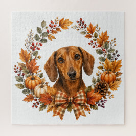 Dachshund Herfstkrans Legpuzzel