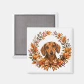 Dachshund Herfstkrans Magneet (Voorkant / Achterkant)