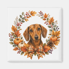 Dachshund Herfstkrans Magneet