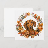 Dachshund Herfstkrans Notitiekaartje (Voorkant / Achterkant)
