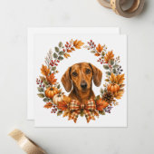 Dachshund Herfstkrans Notitiekaartje (Voorkant / Achterkant in situ)