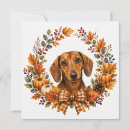 Dachshund Herfstkrans Notitiekaartje