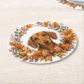 Dachshund Herfstkrans Onderzetter (Gebogen)