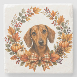 Dachshund Herfstkrans Onderzetter