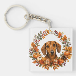Dachshund Herfstkrans Sleutelhanger