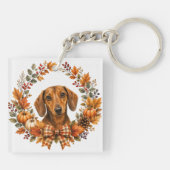 Dachshund Herfstkrans Sleutelhanger (Achterkant)