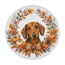 Dachshund Herfstkrans Snijplank