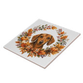 Dachshund Herfstkrans Tegeltje (Zijkant)