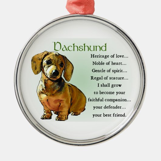 Dachshund Heritage of Love Metalen Ornament (Voorkant)
