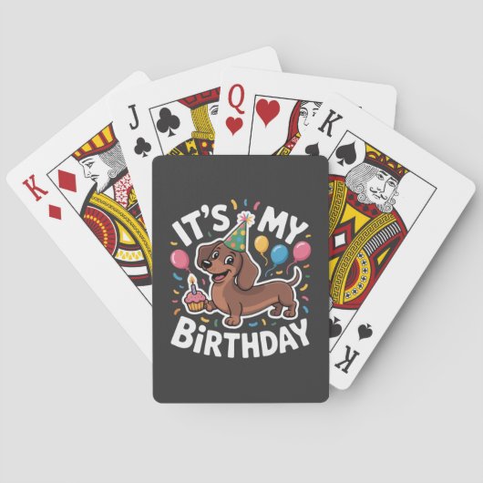 Dachshund Het is mijn verjaardag Pokerkaarten (Achterkant)