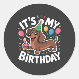 Dachshund Het is mijn verjaardag Ronde Sticker