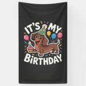 Dachshund Het is mijn verjaardag Spandoek (Verticaal)