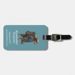 Dachshund Hiker Personalized  + Hi it' Me bag Bagagelabel