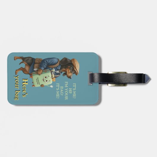 Dachshund Hiker Personalized  + Hi it' Me bag Bagagelabel (Achterkant horizontaal)