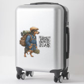 Dachshund Hiker + QR Code Sticker (Koffer)