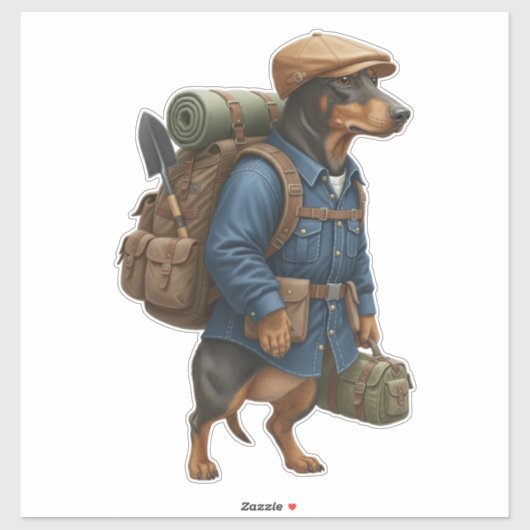 Dachshund Hiker Sticker (Vel)