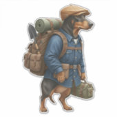 Dachshund Hiker  Sticker (Voorkant)
