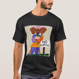 Dachshund Hippie bij Niet Hippies Bord T-shirt