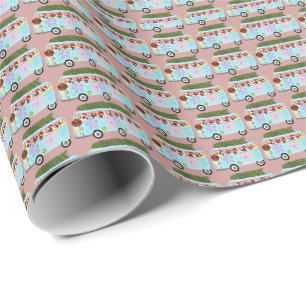 Dachshund Hippie Santa's Van Wrapping Paper 30"x6" Cadeaupapier