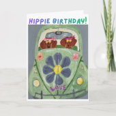 Dachshund Hippie Verjaardag Kaart (Voorkant)