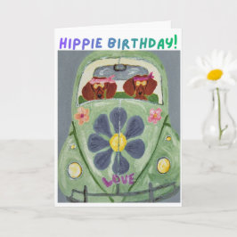 Dachshund Hippie Verjaardag Kaart