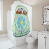 Dachshund Hippies in Flower Love Mobile Douchegordijn (In situ)