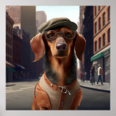 Dachshund Hipster Dog Poster (Voorkant)