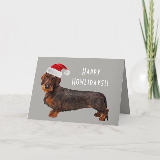  Dachshund Holiday Card met bedradingsdraad Feestdagen Kaart (Voorkant)
