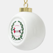 Dachshund Holly Fun Typography Cute Humoriss Keramische Bal Ornament (Rechts)