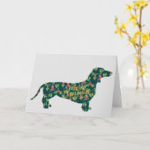 Dachshund Holly Jolly Kerstmis Kaart (Gele Bloem)