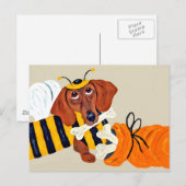 Dachshund hommel met hondenbrokjes briefkaart (Voorkant / Achterkant)