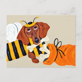 Dachshund hommel met hondenbrokjes briefkaart