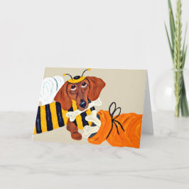 Dachshund hommel met hondenbrokjes kaart