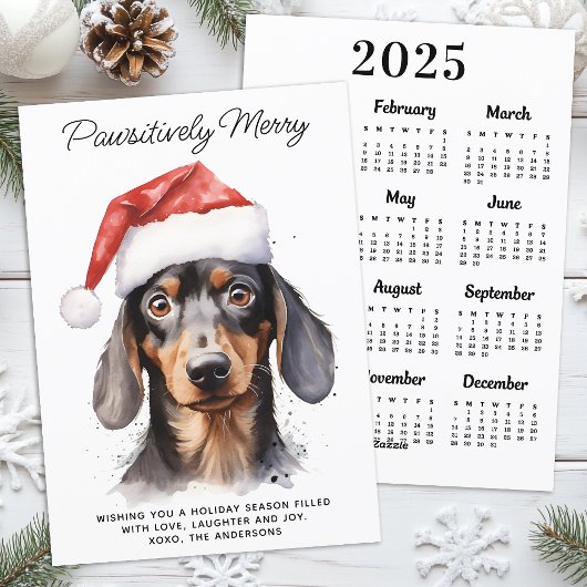 Dachshund hond 2025 kalender Cute vrolijk kerstfee Feestdagenkaart
