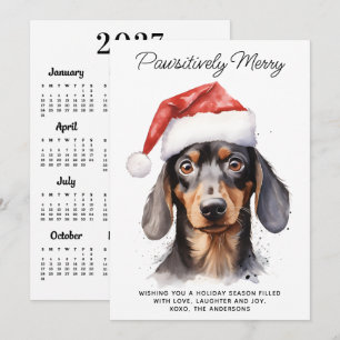 Dachshund hond 2027 kalender Schattig kerstfeest Feestdagenkaart