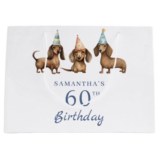 Dachshund Hond 60e Verjaardag Groot Cadeauzakje (Voorkant)
