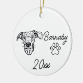 Dachshund Hond Aangepaste Naam & Jaar Lijn Kunst Keramisch Ornament (Links)