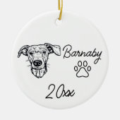 Dachshund Hond Aangepaste Naam & Jaar Lijntekening Keramisch Ornament (Voorkant)