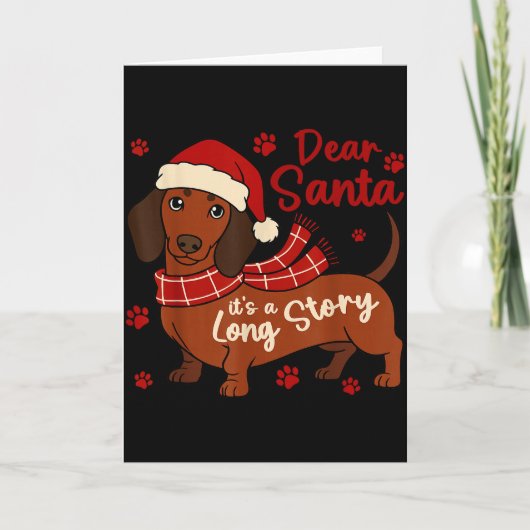 Dachshund Hond Beste Kerstman Het Is Een Lange Gra Kaart (Voorkant)