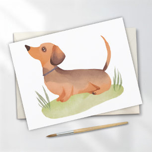 Dachshund hond   Cute hond huisdier waterverf Briefkaart