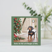 Dachshund Hond Dieren Humor Grappig Kerstmis Feestdagenkaart (Staand voorkant)