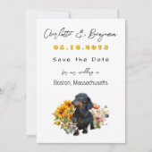 Dachshund hond en wilde bloemen Save the Date (Voorkant)