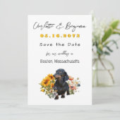 Dachshund hond en wilde bloemen Save the Date (Staand voorkant)
