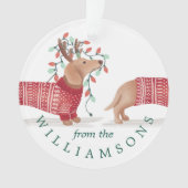 Dachshund Hond Gezellige Gebreide Kerstmis Sweater Ornament (voorkant)