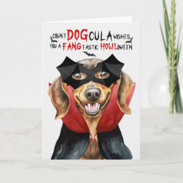 Dachshund Hond Grappig Count DOGcula Halloween Feestdagen Kaart