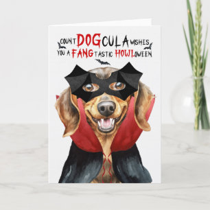 Dachshund Hond Grappig Count DOGcula Halloween Feestdagen Kaart