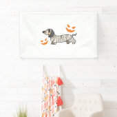 Dachshund Hond Halloween Candy Corn Volle Maan Spandoek (Insitu)
