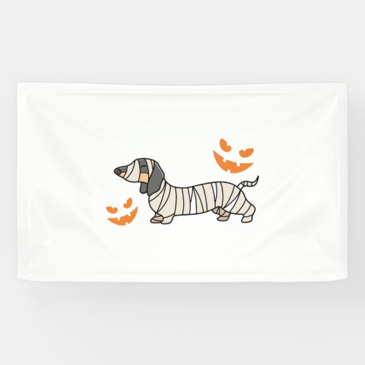 Dachshund Hond Halloween Candy Corn Volle Maan Spandoek (Horizontaal)