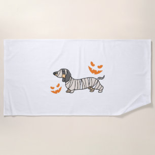 Dachshund Hond Halloween Candy Corn Volle Maan Strandlaken
